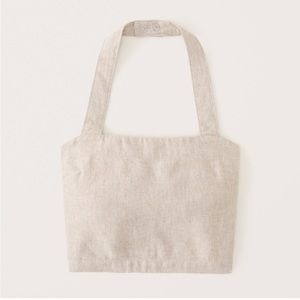 Abercrombie wide strap halter linen blend top